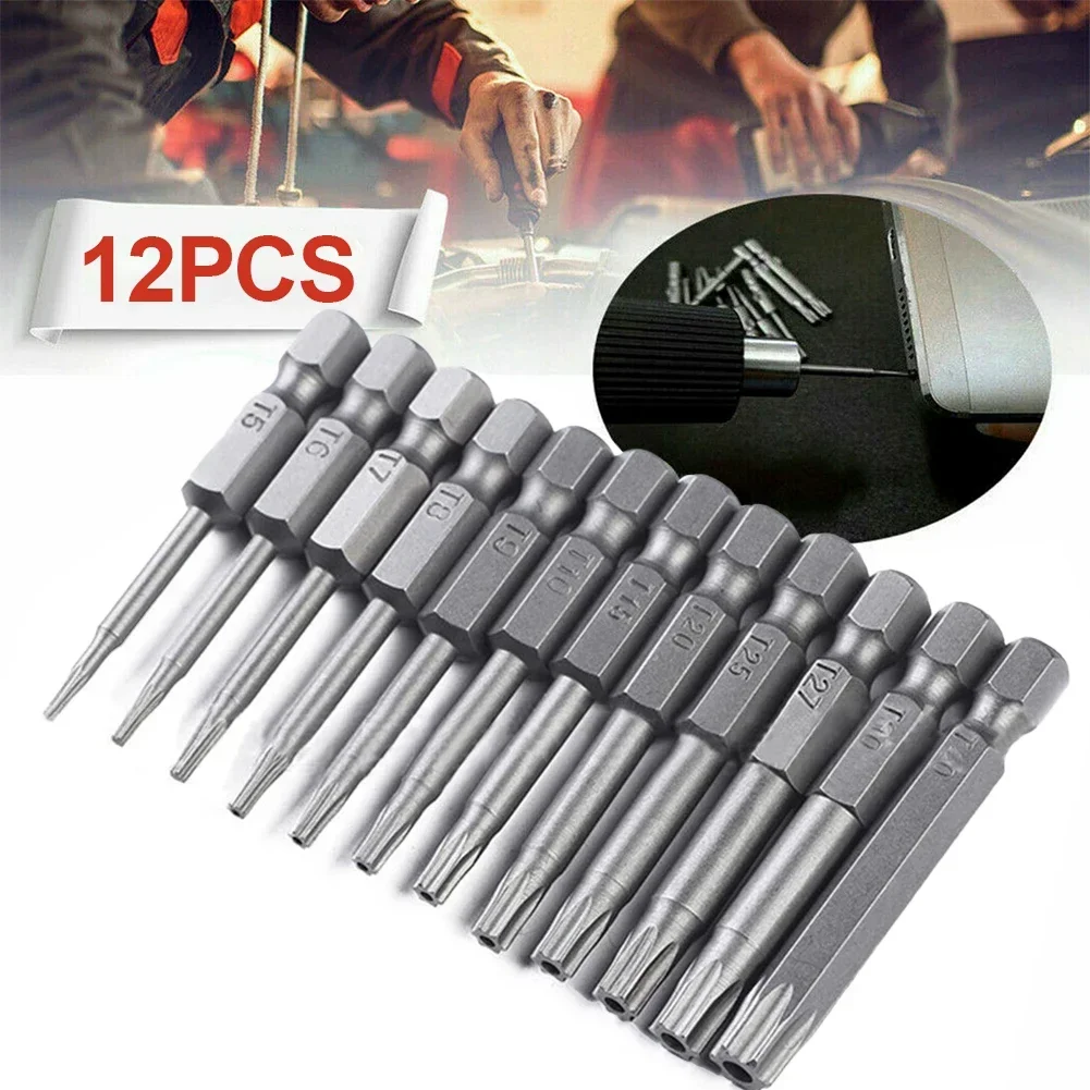 50mm Security Tamper Proof Magnetic Screwdriver Set Hexagonal Torx Flat Head 1/4\