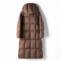 Women's Down Jacket Long Winter Down Hooded Thicken Warm Windproof  White Duck Parkas Light Large Size Women Loose Casual Coats