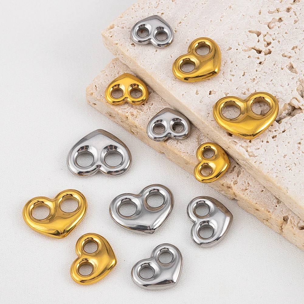 5 قطعة 304 الفولاذ المقاوم للصدأ ثقبين القلب قلادة الحد الأدنى سوار ذاتي الصنع قلادة العثور على تنوعا الملابس تقليم الزينة