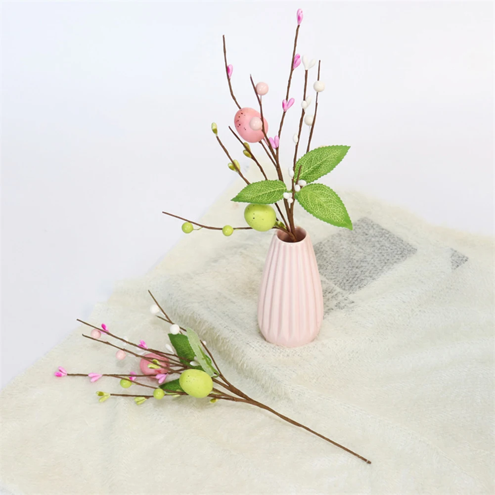 カラフルな泡エッグツリーブランチ、卵の花の枝、偽の植物、DIY絵画、より速い家の花瓶の装飾、春、31cm、2024