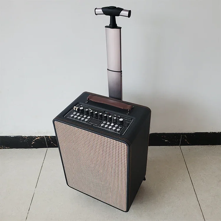 Super power Party box speaker karaoke big power with trolley/2.1 active wooden speaker /delay/echo/microphones