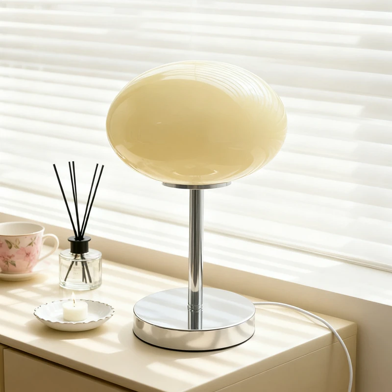 

Egg-shaped Glass Lamp, Metal Pole Base, Study Desktop Decor, Modern Minimalist Bestseller