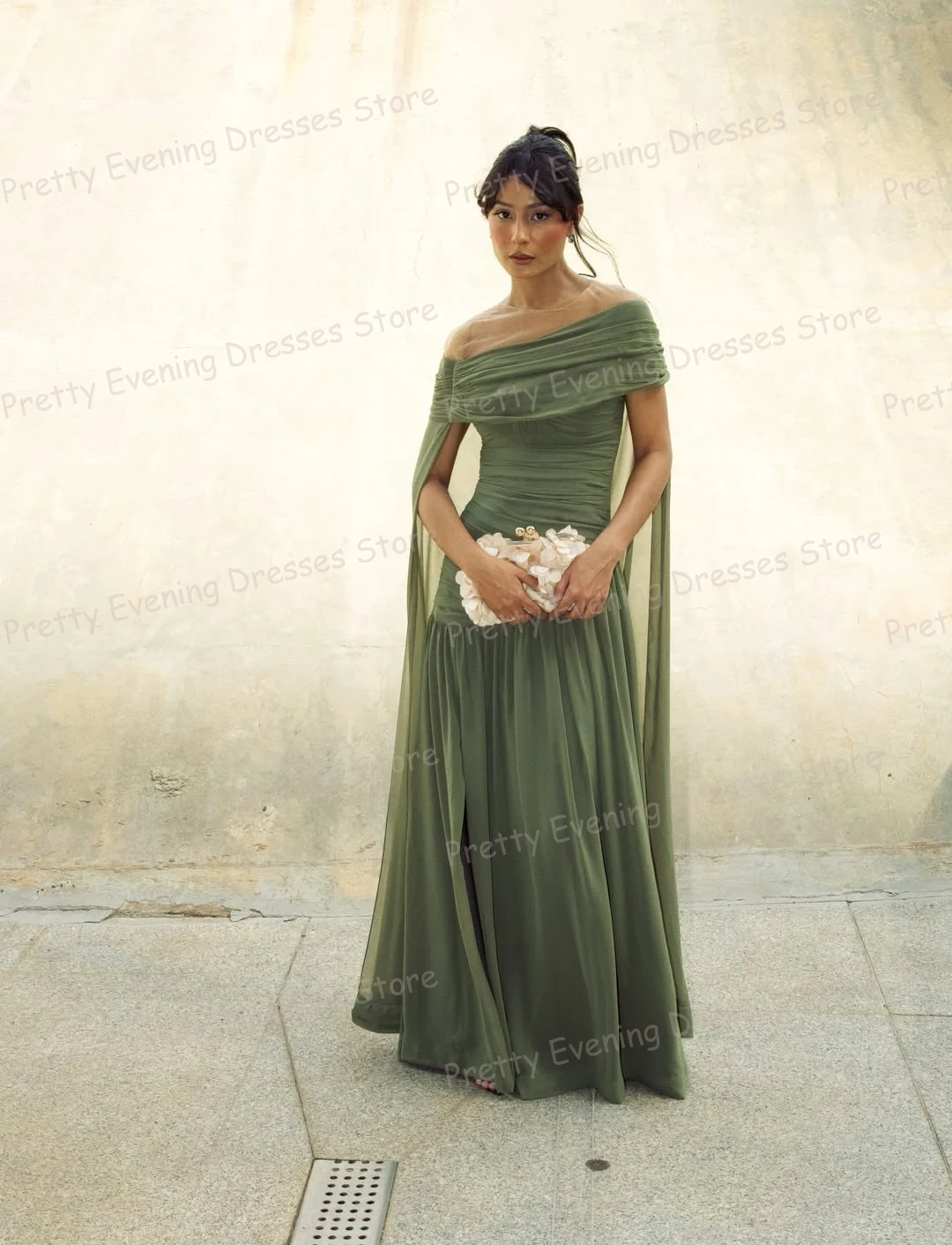 فساتين سهرة بسيطة مكشكشة باللون الأخضر حورية البحر فساتين حفلات نسائية مخصصة شال بدون أكتاف موضة حفلة فيستدوس دي نوفيا