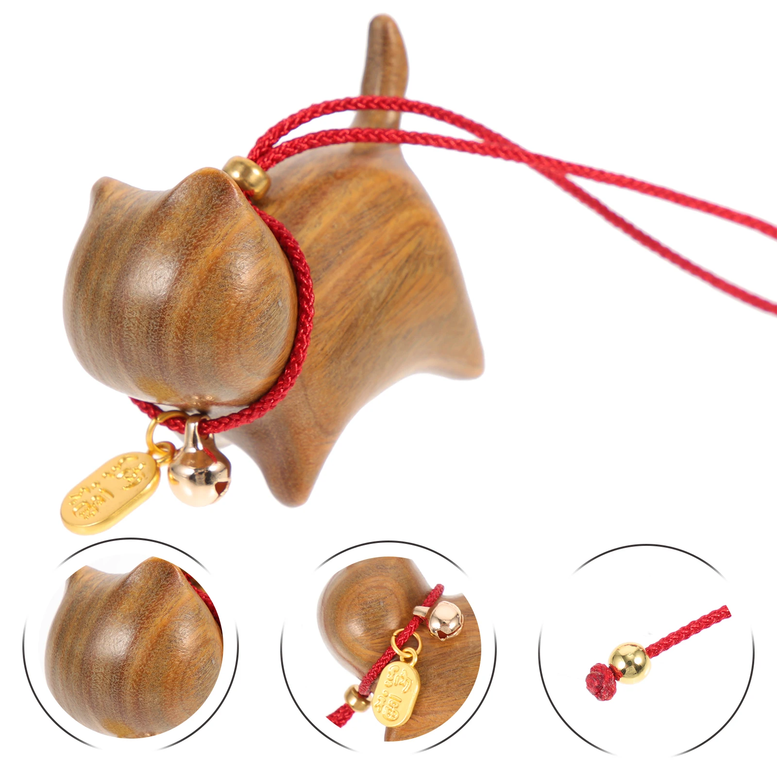

Cute Wooden Car Ornament Keychain Pendant Craft Decor For Bag Backpack Diy Home Small Animal Statue Wood Carved Hanging