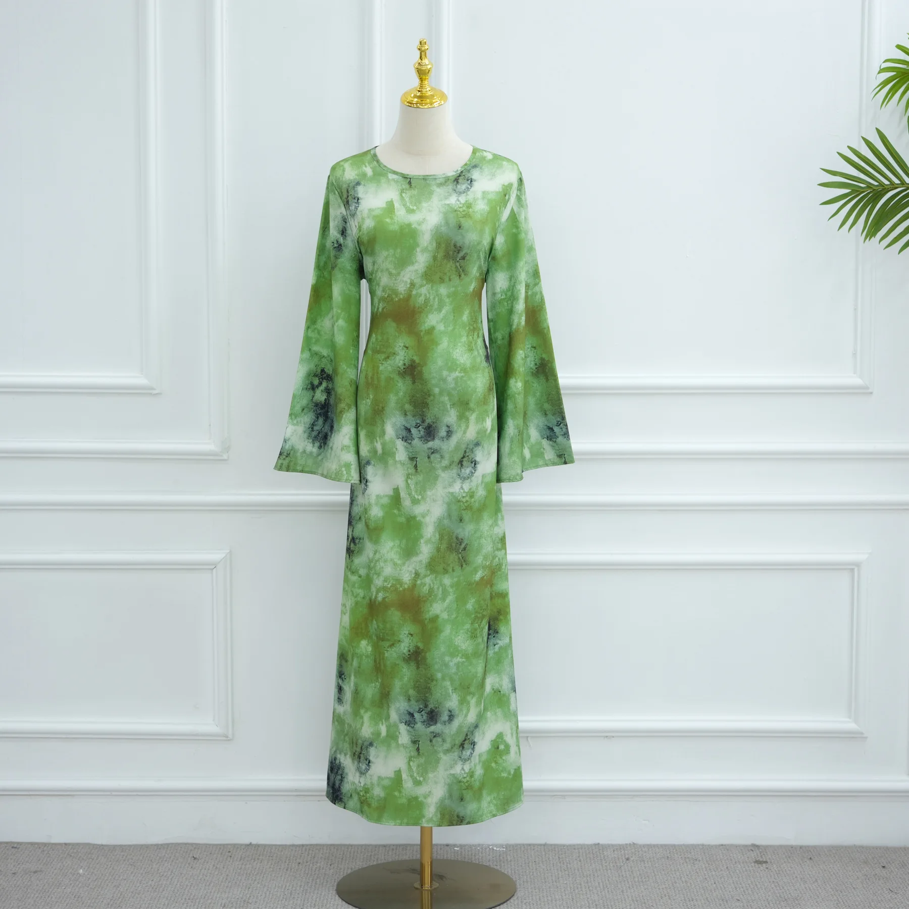 두바이 프린트 무슬림 드레스 여성 아바야 이드 라마단 키마르 질밥 케바야 카프탄 로브 히잡 드레스 레이스업 기모노 이슬람 의류