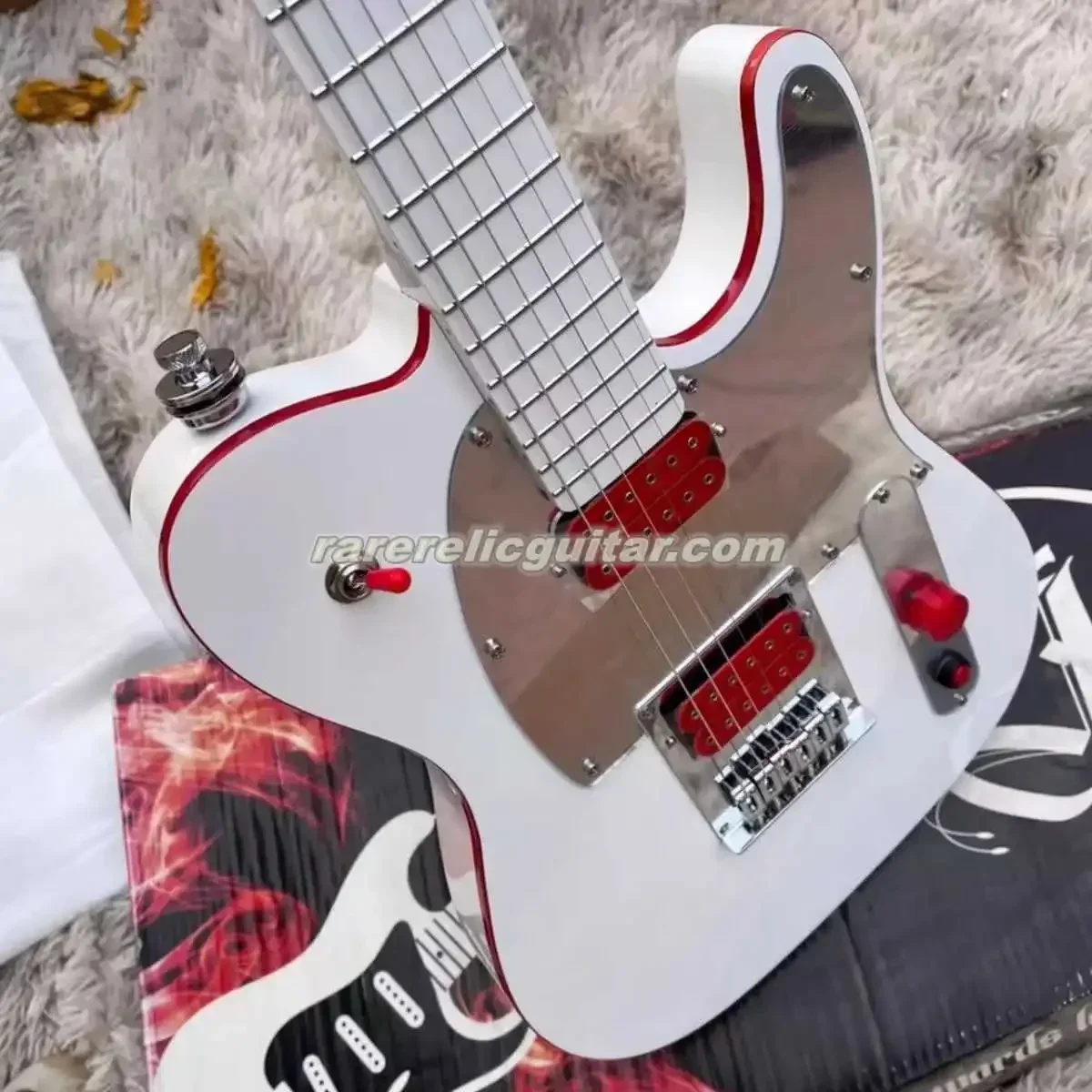 Clearance Red Kill Switch John 5 Ghost Electric Guitar Arcade-Style Control Red Body Binding Red Pickups Mirror Pickguard