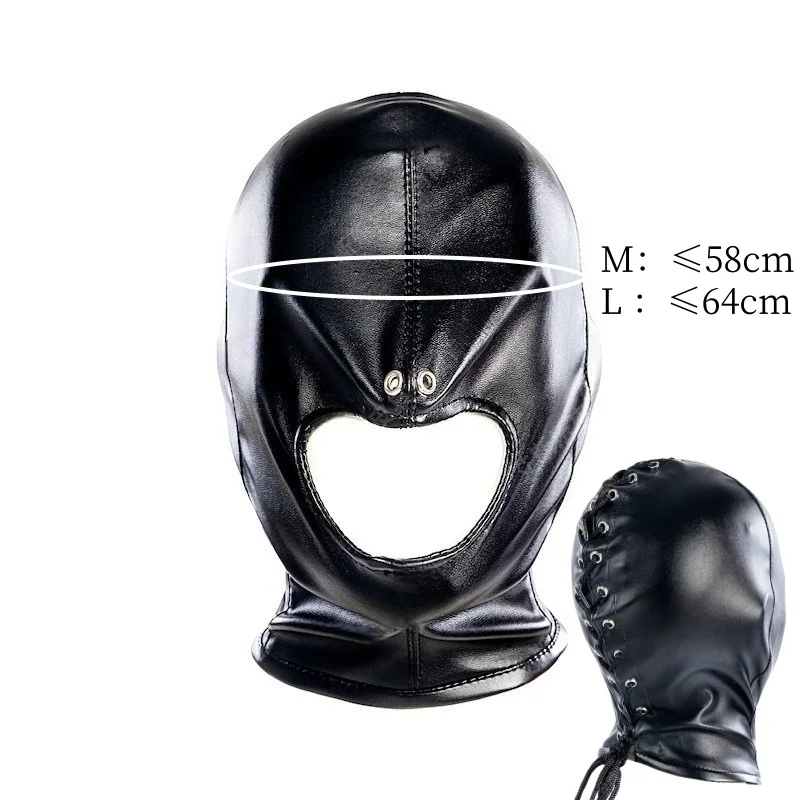 Maschera fetish per adulti con lacci, regolabile unisex, con cappuccio elastico per il controllo sensoriale e funzione bondage integrale. Giocattolo sessuale per coppie._voghion.com