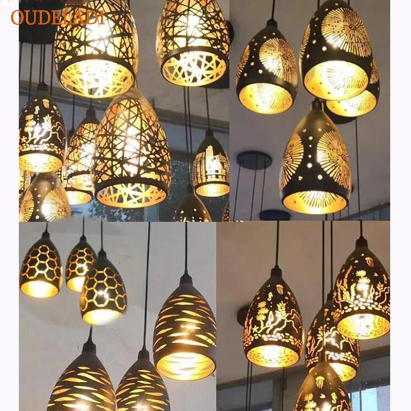 Imagem -05 - Iron Hollow Metal Cage Pendant Lamp Modern Pendant Lights Living Room Fixture Restaurante Decoração Loja e Bar E27