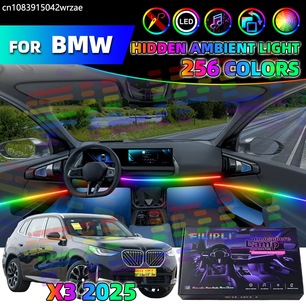 

For BMW X3 G48 6 in 1 Car Interior Ambient Lights Strips Breathing Lighting Kit App Control Auto Decorative Lamp Symphony Acryli