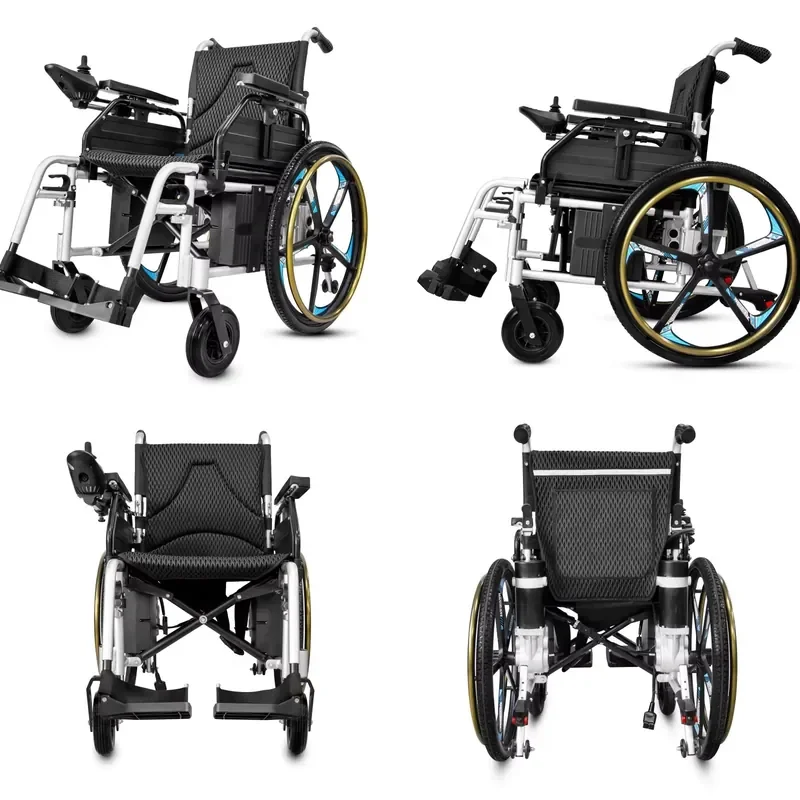 for Black Electric Wheelchair Foldable Lightweight Disabled Mobility Scooter Portable Power Chair for Elderly Handicap Travel