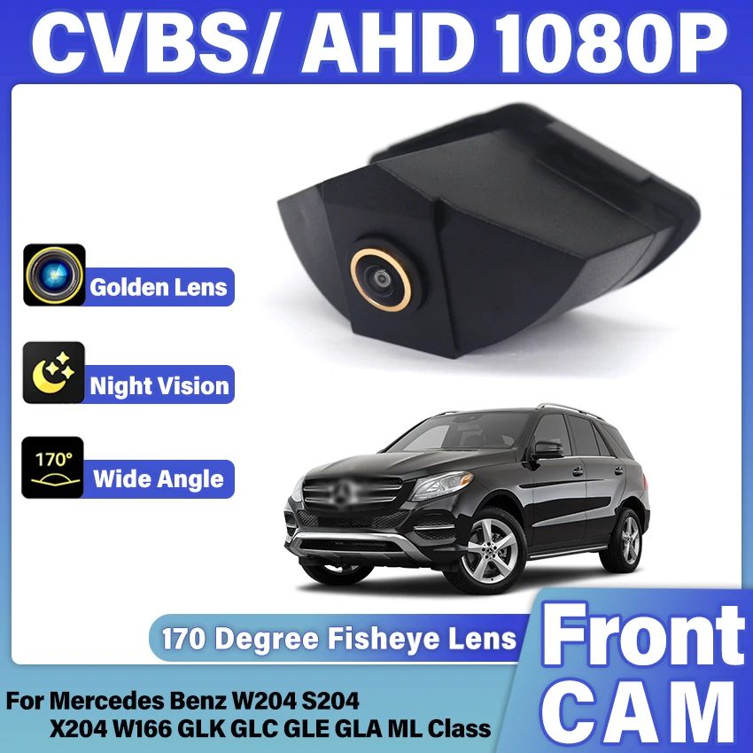 AHD 1080P Fisheye CCD Car Front View Parking Positive Logo Camera For Mercedes-Benz W204 S204 X204 W166 GLK GLC GLE GLA ML Class