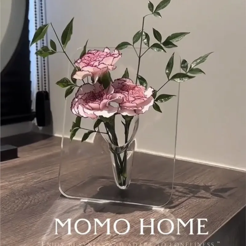 MOMO Home Scandinavian Ins Creative Art Photo Frame Vase Hydroponic Flower Arranger European Acrylic Photo Frame Vase