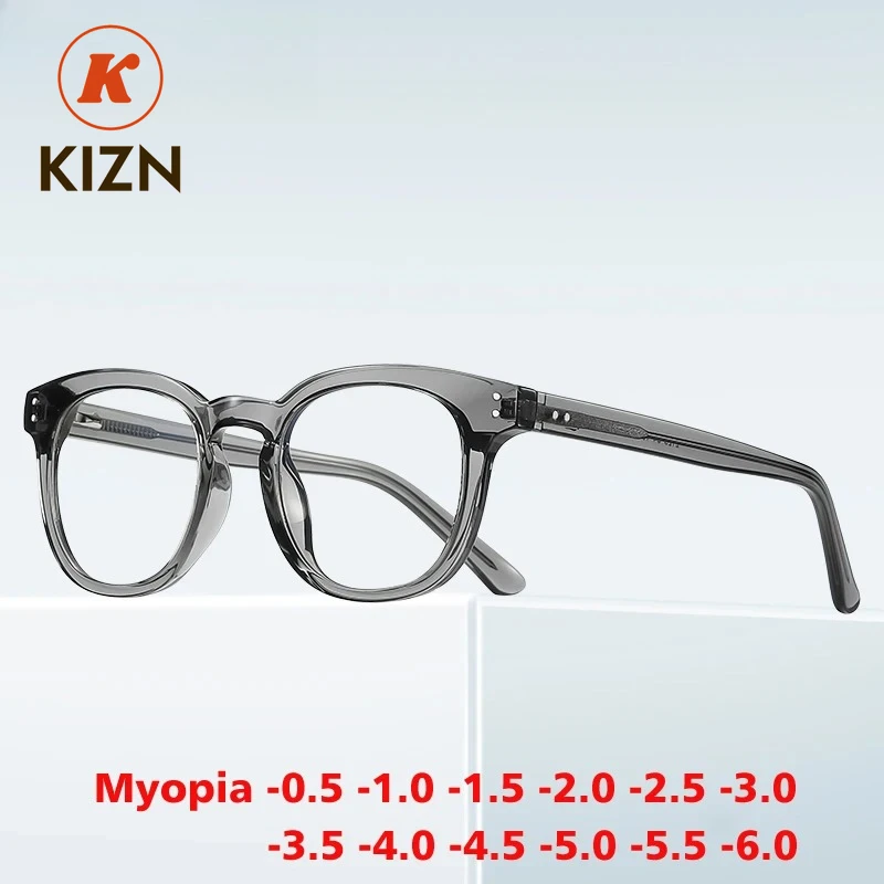 

KIZN Anti-Blue Light Myopia Optics Glasses Frame NEW Alloy Retro Photochromic Women Men Prescription Eyewear -0.50 to -10