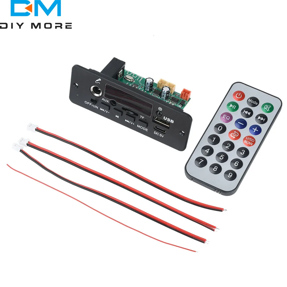 5W + 5W Digitalverstärker MP3-Decoderplatine DC 5V Bluetooth 5.0 FM-Unterstützung Mikrofon Auto MP3-Player mit Fernbedienung