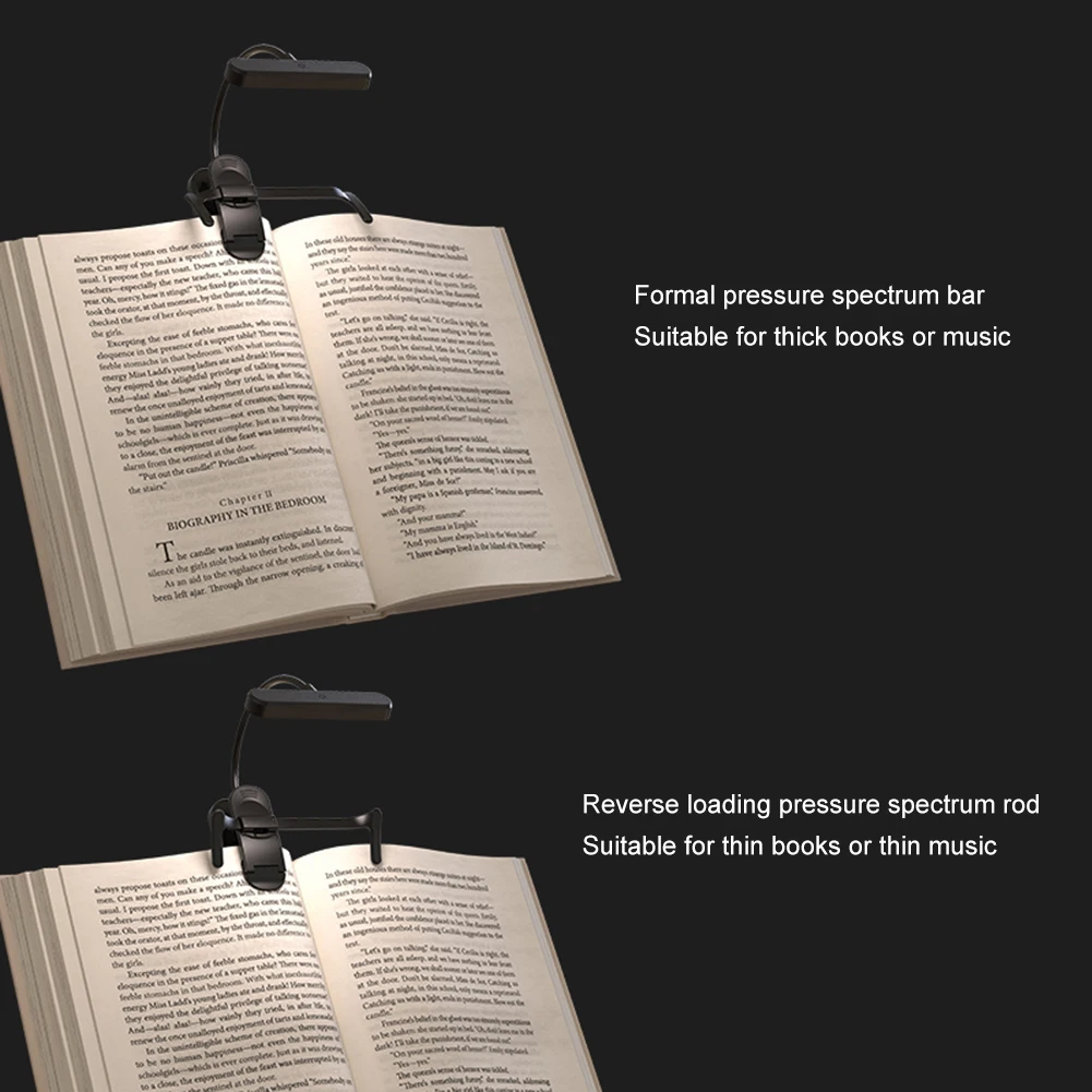 Luz LED para atril con Clip Flexible para el cuello, luz de lectura táctil con atenuación continua, luz nocturna junto a la cama para partituras de Piano