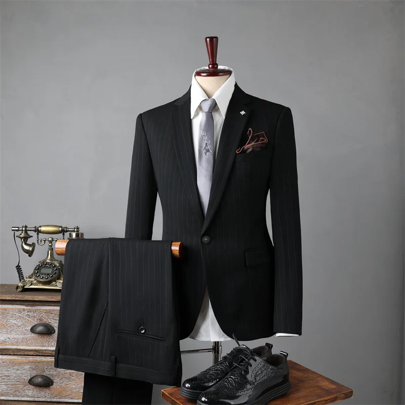 (42) Customized 2024 New Wedding Suits, Men's Groomsmen Suits, Business Formal Suits, Striped Groom Suit Jackets for Men