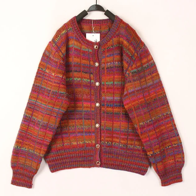 

Винтажный осенне-зимний вязаный шерстяной свитер ручной работы для женщин, открытый кардиган с ажурным узором, теплый, свободного кроя, с круглым вырезом, длинный...