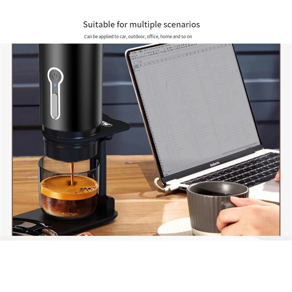 Premium Portable Coffee Maker, Electric Mini Espresso Machine , Perfect for Travel, Camping and Hiking