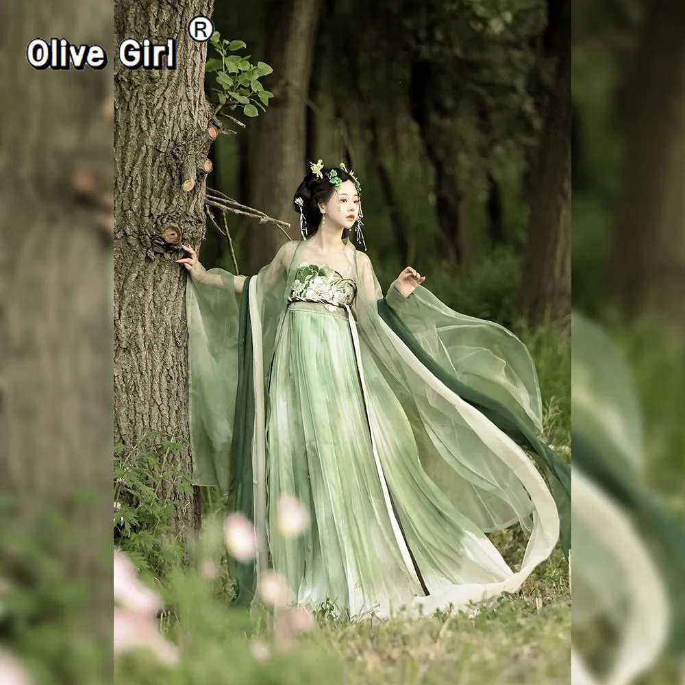 Original Hanfu Chinese Dress Cosplay Party Princess Embroidered Hezi Skirt Chest Length Long Sleeved Shirt Super Fairy Set