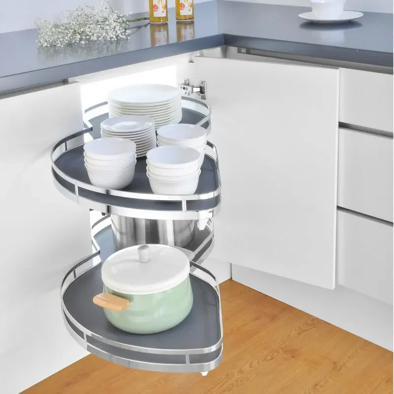 180 Degree Rotating Corner Cabinet Organizer Flying Saucer Turntable with Non Slip Pads Full Extension Kitchen Storage