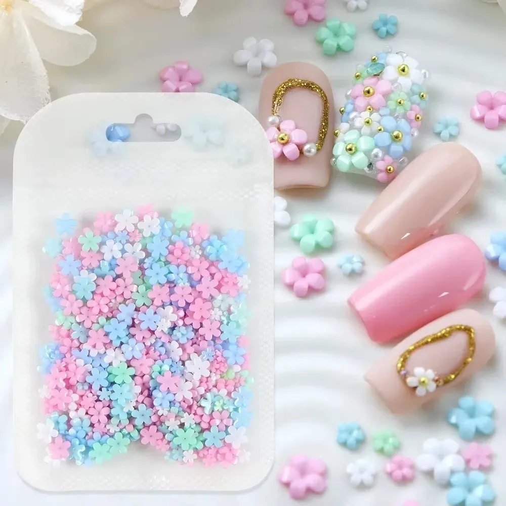 Pentapetal Flower Shape Acrylic Flower Decorations Decorations DIY Nail 3D Nail Art Resin Flower Charms Nail Art Decoration