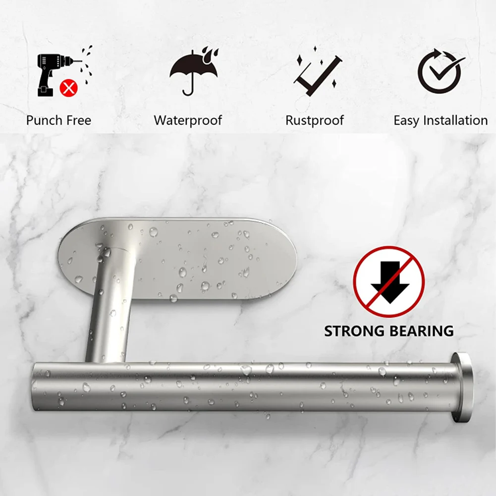 Self Adhesive สุขาผู้ถือม้วนกระดาษผ้าเช็ดตัวห้องน้ํา Wall Mount ผ้าเช็ดตัวสแตนเลสแหวน Robe แขวนอุปกรณ์ห้องน้ํา