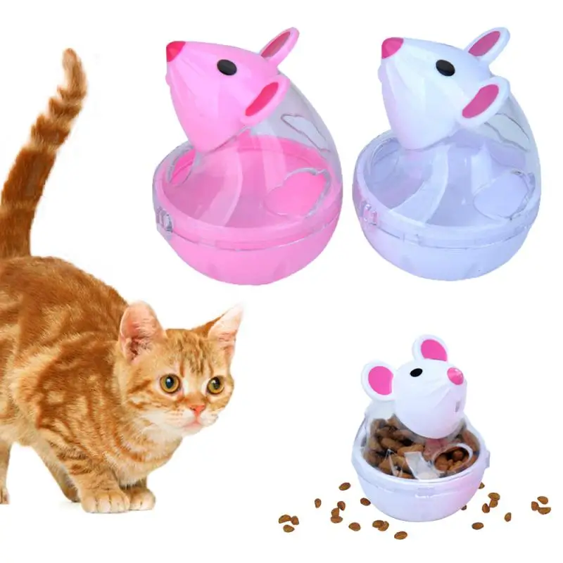 Cat Food Toys Automatic Feeder Cat Mice Food Tumbler Ball Interactive Leak Food Interesting Plastic Cat Food Dispenser Treat