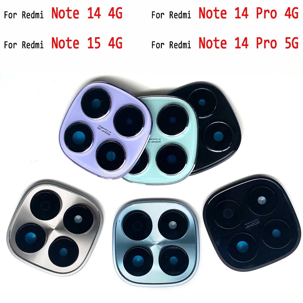 1Piece,NEW Back Camera Glass Lens Cover with Frame Holder Replacement Part For Xiaomi Redmi Note 14 Pro 4G 5G Note 15 4G