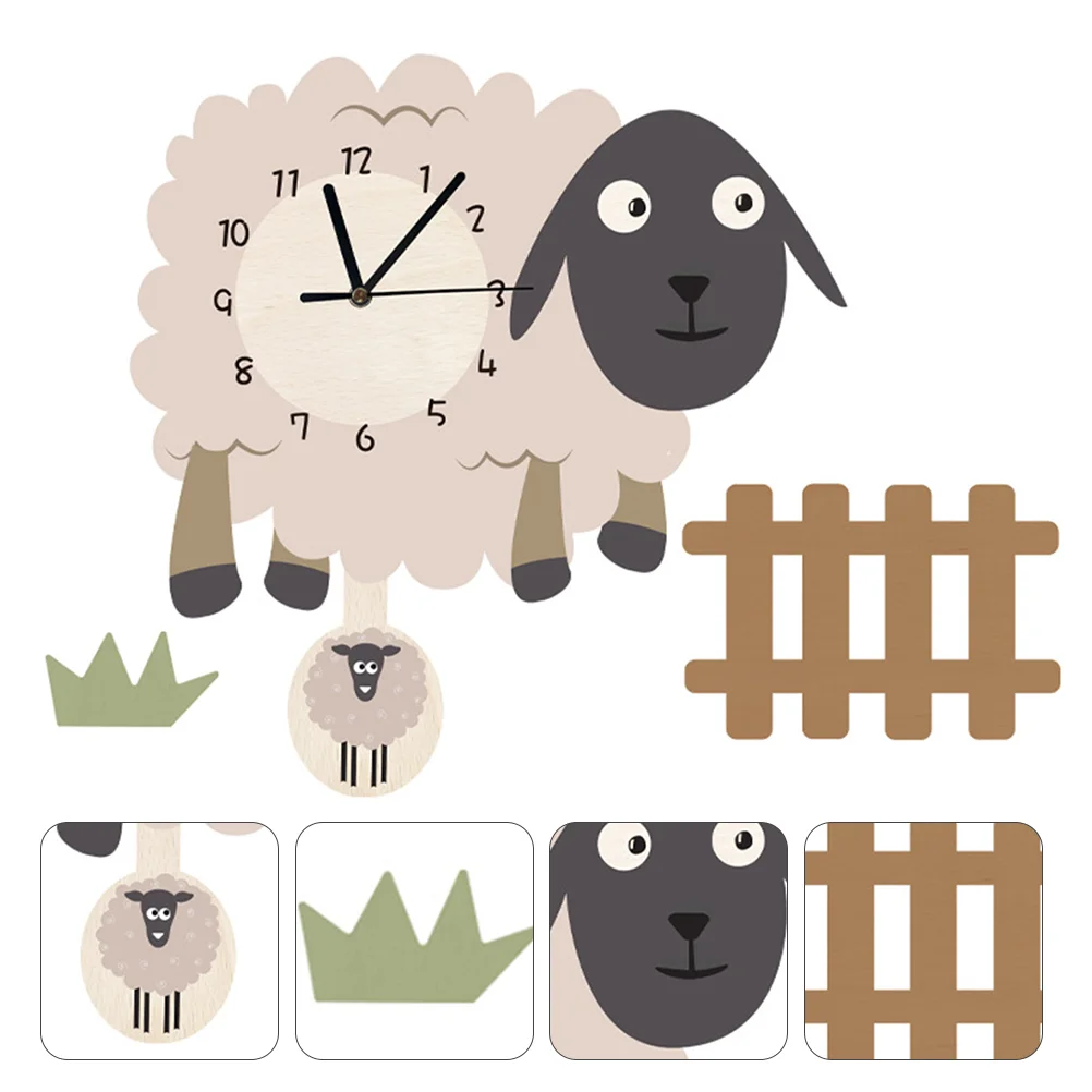 

Silent Movement Clock Rocking Sheep Wall Clocks Hanging Cartoon Oversized Vintage Decor