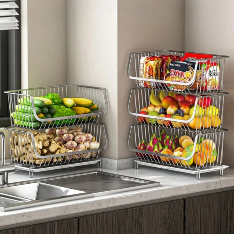 

Commercial Grade Stainless Steel Fruit Stand Heavy Duty Kitchen Storage Rack Multi Level Vegetable Organizer with Trays
