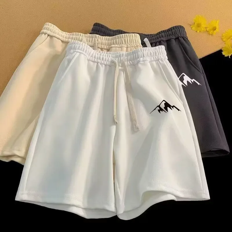 M-8XL Oversized Shorts Men\'s Casual Shorts Chinese Style Minimalist Mountain Range Print Shorts  Couple Basketball Short Pants