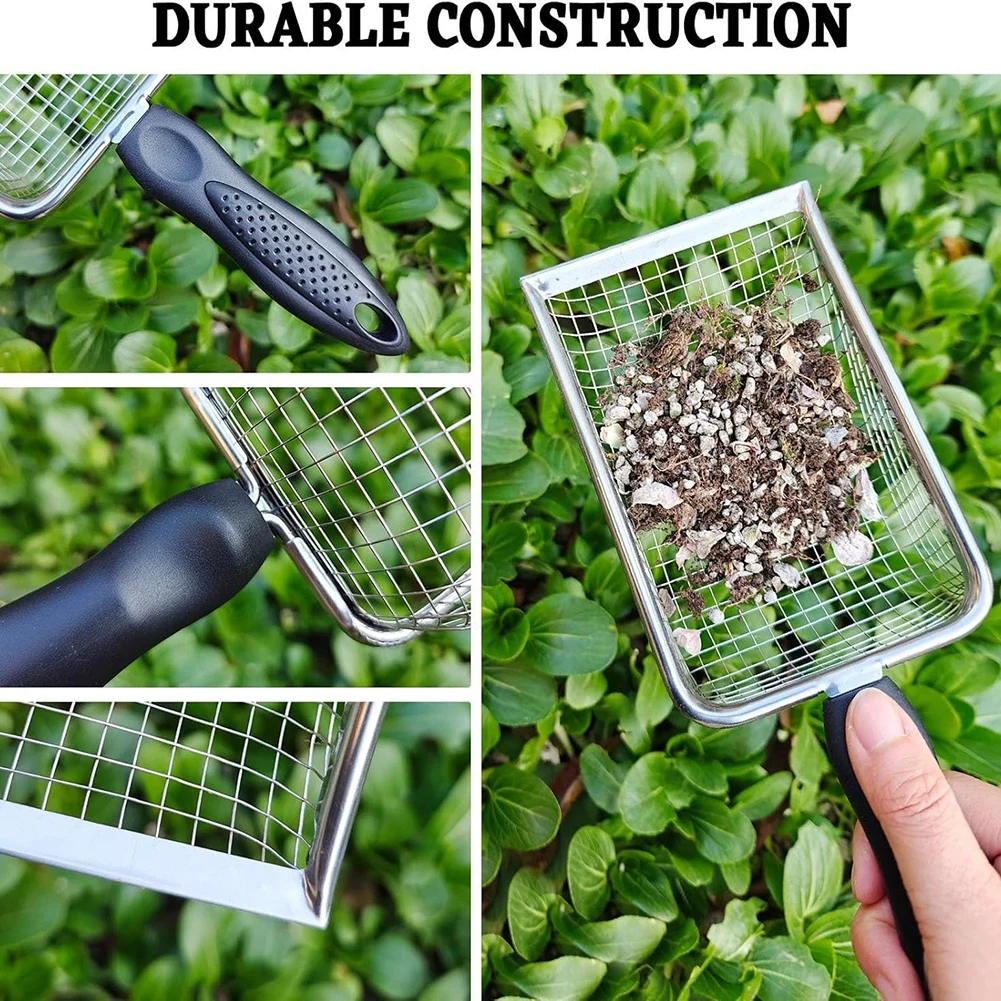Tazas de jardinería, herramienta de jardinería de 21x10cm, tamiz de Compost ligero, accesorio, tamiz de Compost, preparación eficiente del suelo