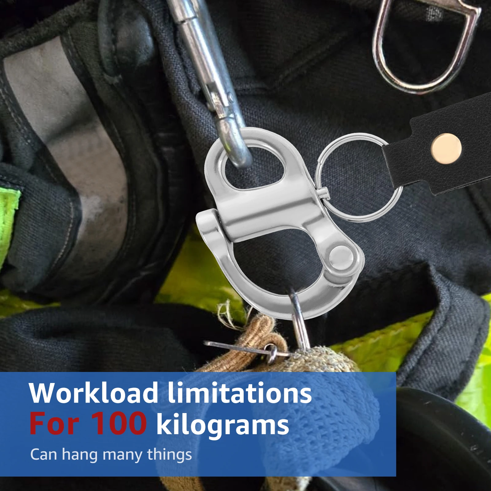 4Pcs Quick Release Shackle Stainless Steel Fixed Snap Shackle Lanyard Rustproof Firefighter Quick Release Shackle Strong Load