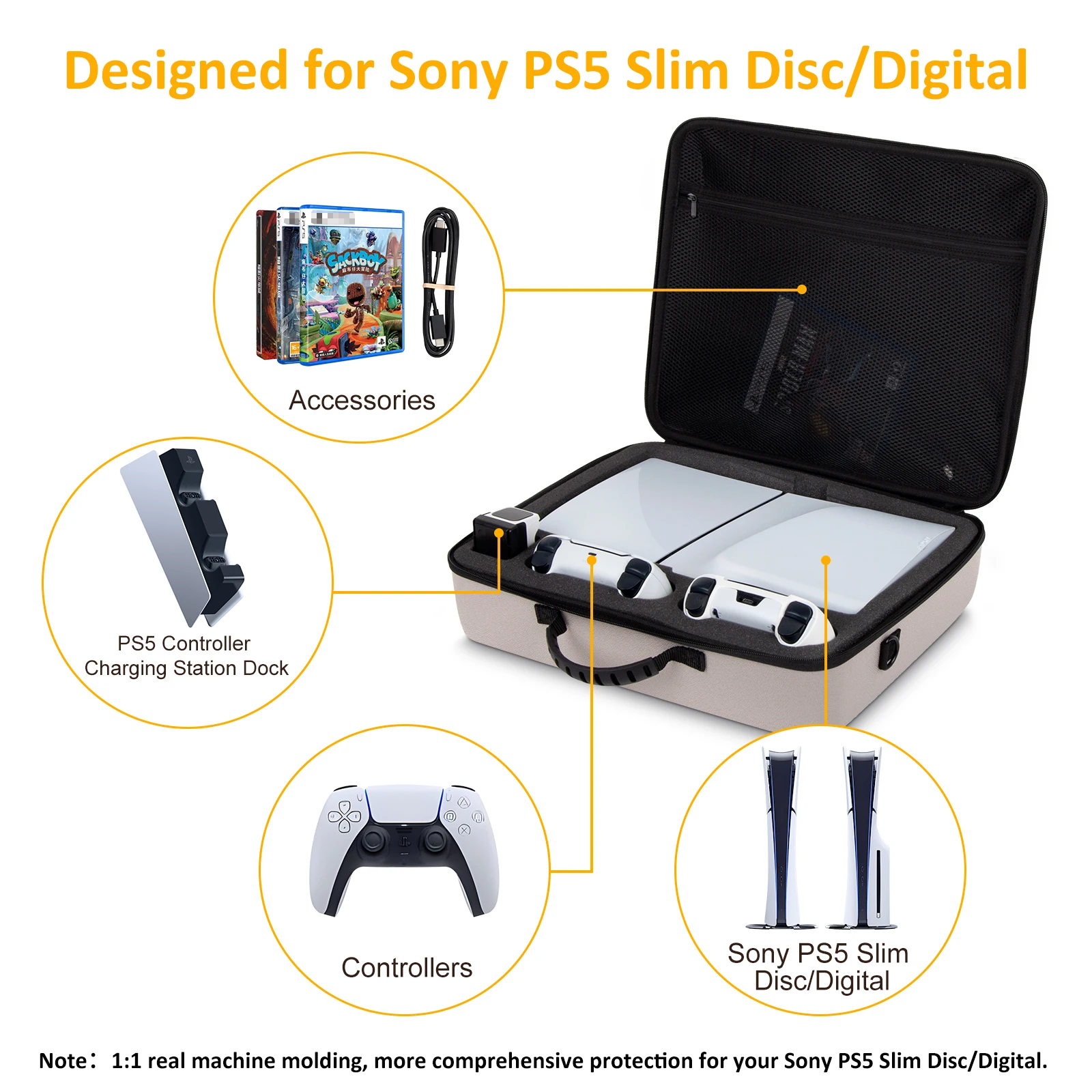 Grand étui de protection pour Playstation PS5, contrôleur de console numérique mince, sac de rangement de voyage, boîte pour accessoires PS5