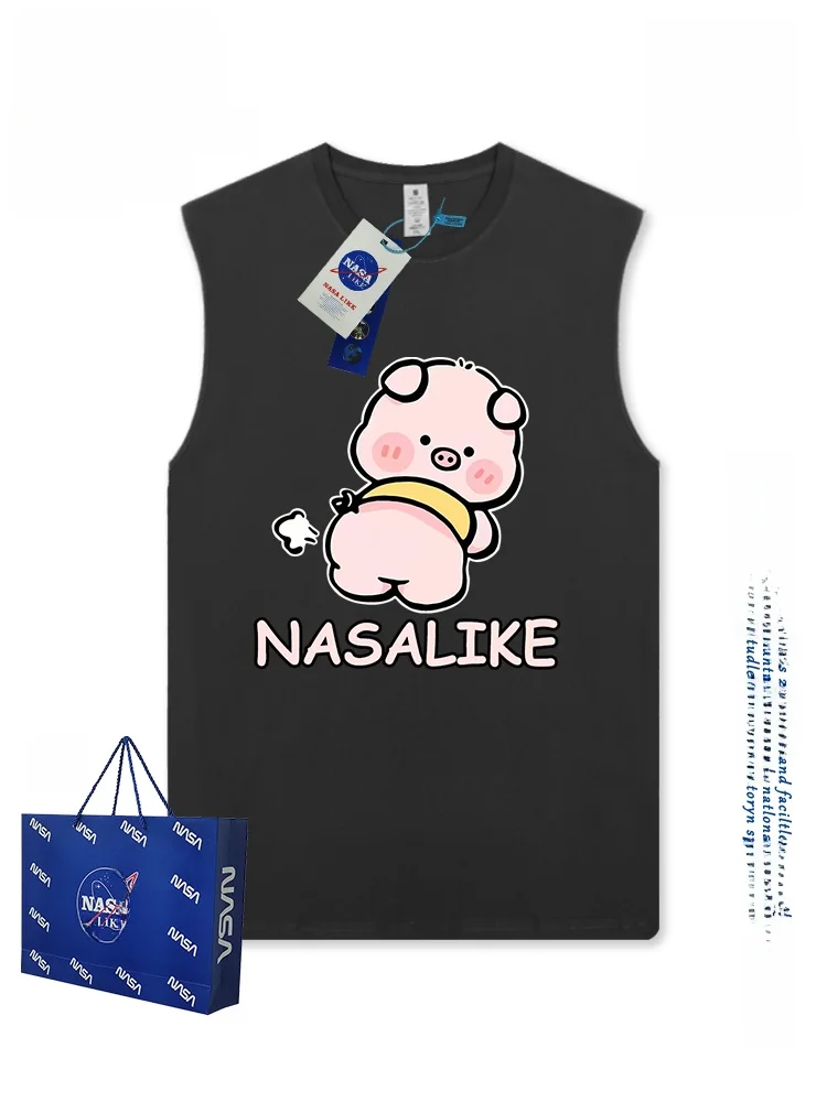 커플용 면 탱크탑 여름 피트니스 농구 슬림 티셔츠 여성용 루즈핏 중간 길이 동물 프린트 탱크탑