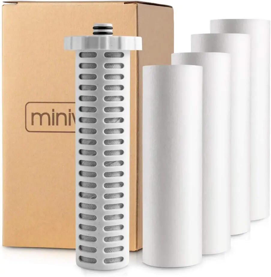 

Shower Filter with Replaceable Cartridges, Double Filters Remove 99% Chlorine, Includes 4+1 Replacement Filters