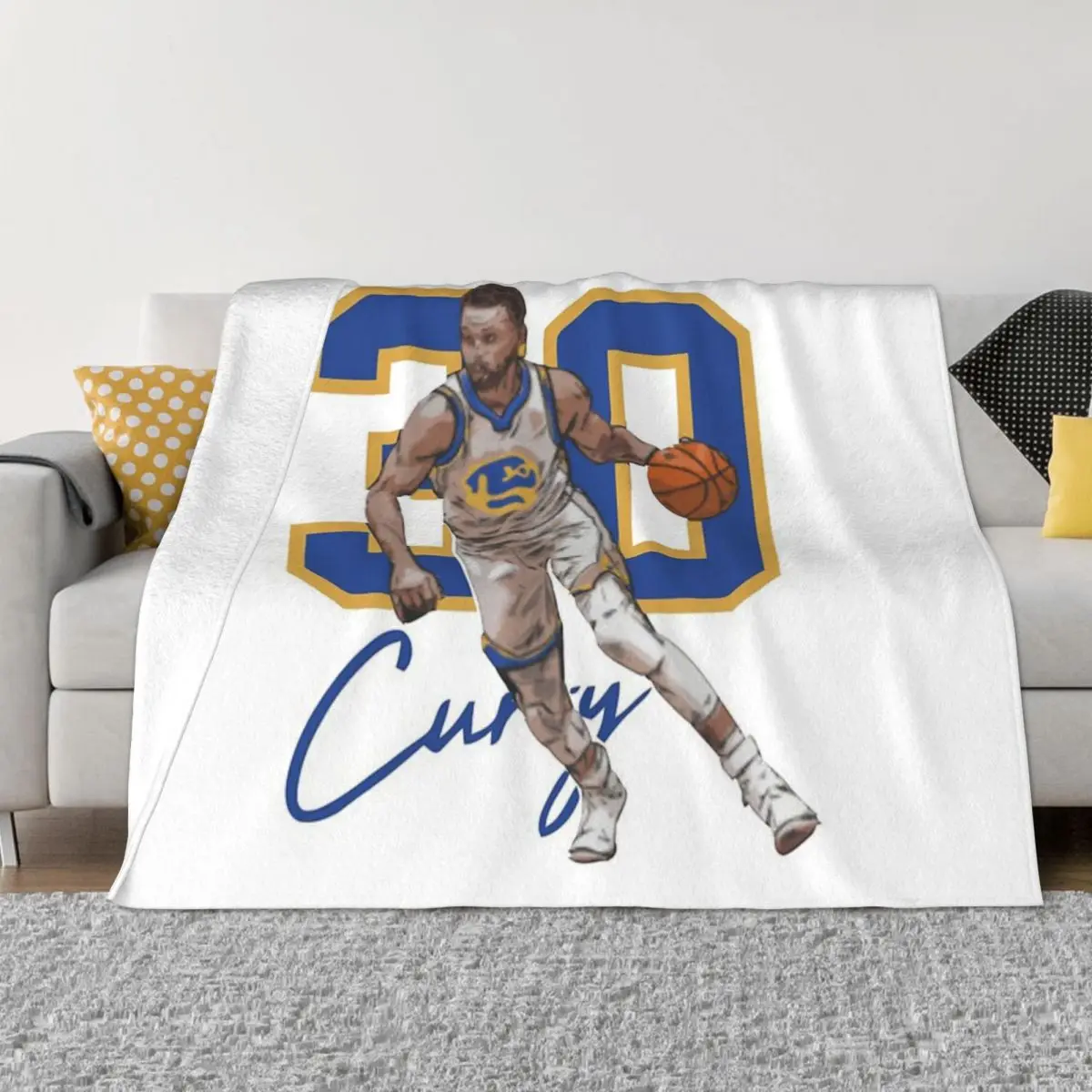 Stephen Curry Golden State Basketball Illustration Blanket Bedspread On The Bed Beach Ultralight