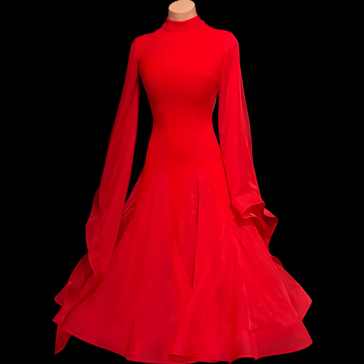 

Latin Dance Adult Children'S Dress AB Stone High-End Custom Long Sleeved High Neck Backless Cha Tango Women'S Clothing