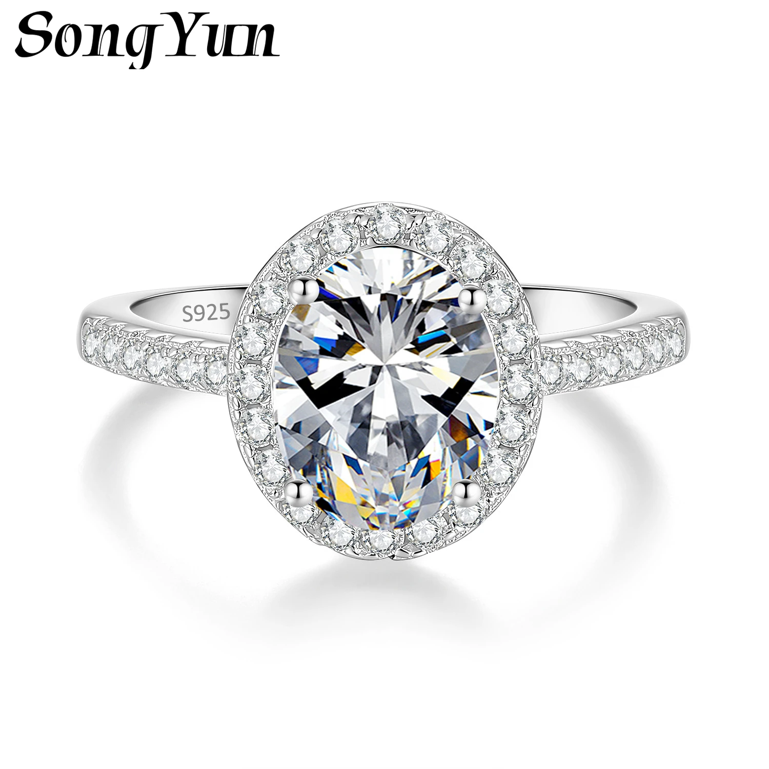 SONGYUN Moissanite Diamond Jewelry Women’s 925 Sterling Silver Ins Style Pigeon Egg Full Paved Moissanite Ring Luxury Aesthetic