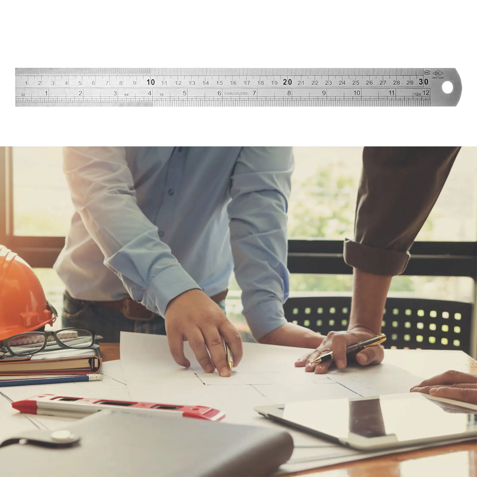 3pcs Stainless Steel Measuring Ruler 30Cm Straight Edge For Drawing Woodworking Engineering Student Tools Lightweight Durable