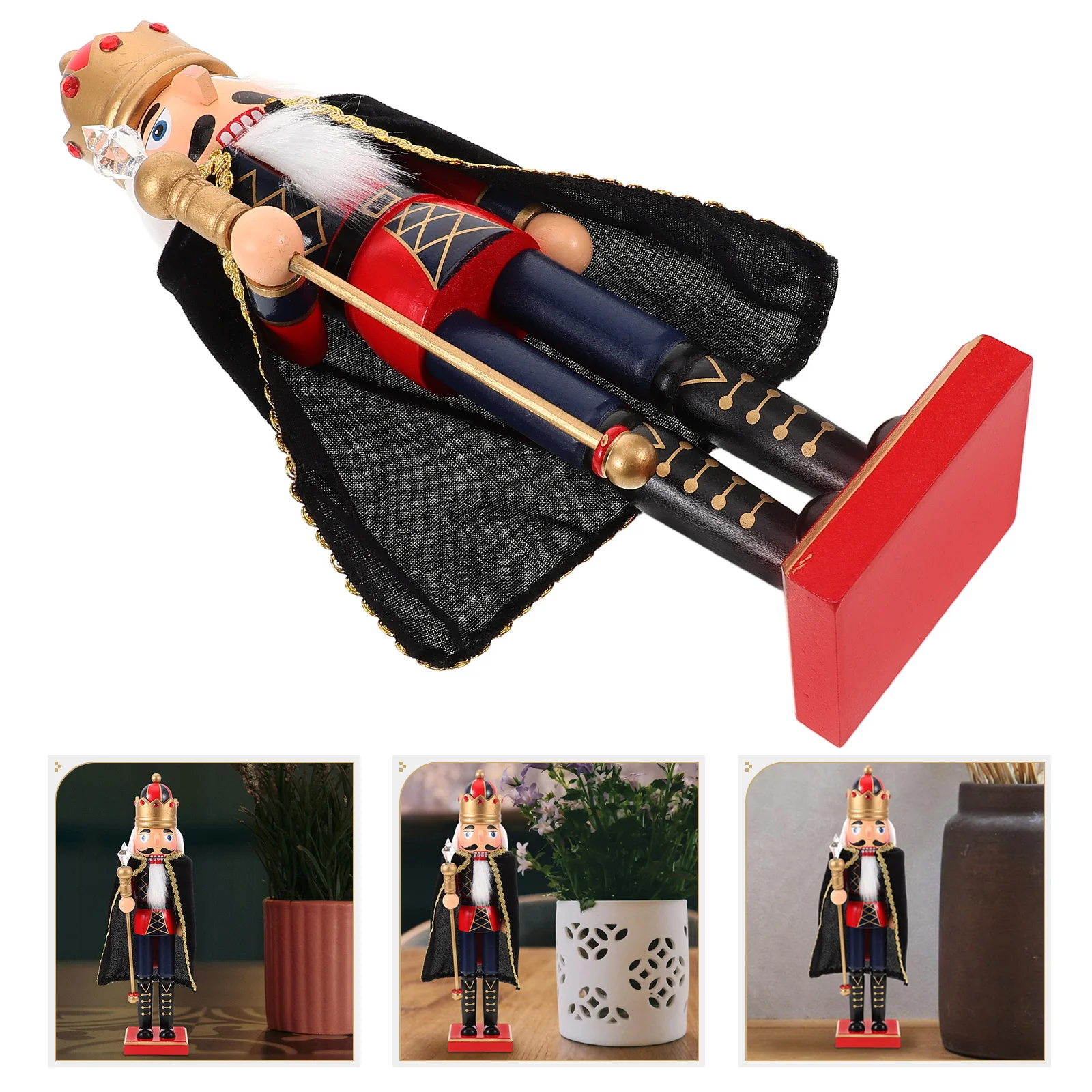 

Wooden Nutcracker Puppet 35cm Festival Traditional Decor for Home Desktop Fireplace Mantel Nutcrackers Decorations