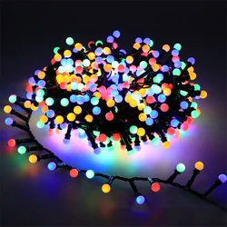 Guirxiété lumineuse boule ronde de Noël, pétards, lumières dégradées, guirxiété pour chambre à coucher, Noël, fête de mariage, décoration de jardin, 250 LED, 500LED