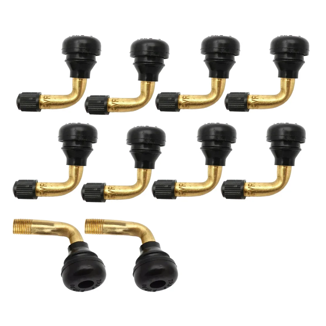 10Pcs 90°Angle Bent Wheel Tyre Tire Valve Stems with Dust Caps 11.3mm Fit for Scooter Moped Quad Motorcycle Car