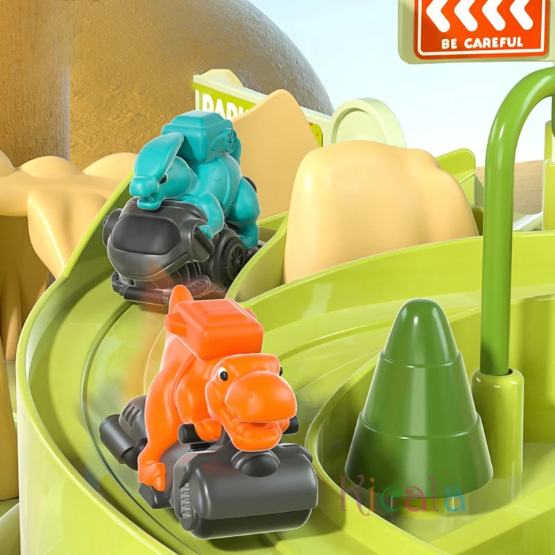 Children Racing Rail Car Model Educational Toys Children Track Adventure Game Interactive Train Animals Montessori Toy For Boy