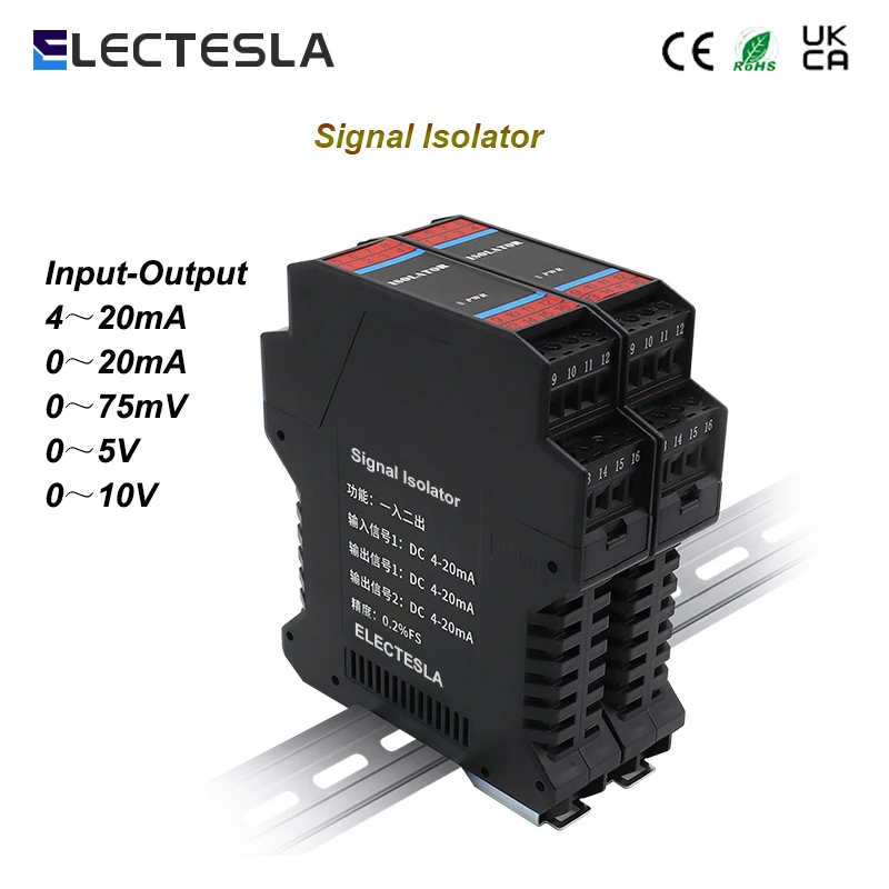 

Analog DC Signal Isolation Transmitter Current Voltage Sensor Multi-input Multi-output 0-10V 4-20mA 0-5V Signal Isolator DC24V