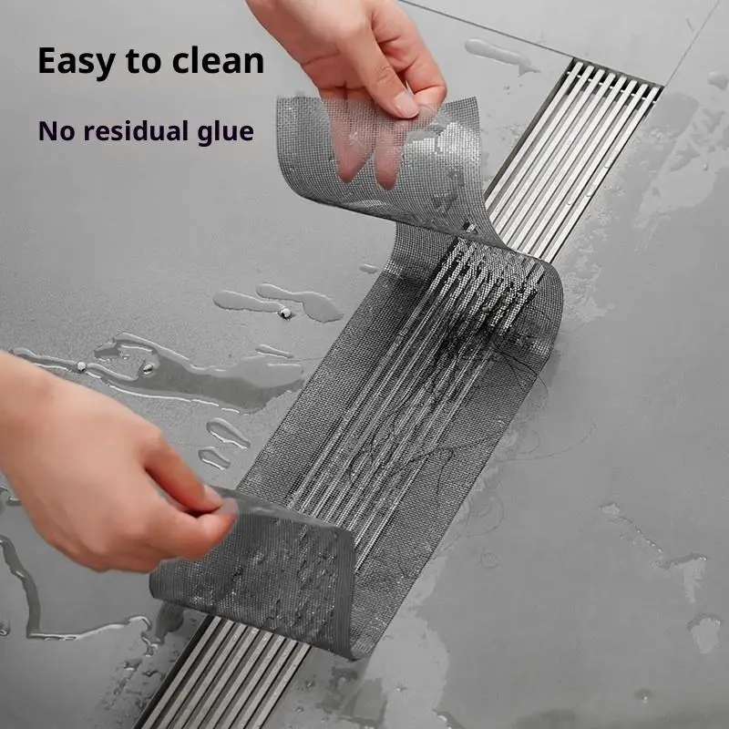 Self-Adhesive Floor Drain Stickers Cutable Shower Drain Hair Catcher Disposable Mesh Sink Strainer Filter Screen Sticker
