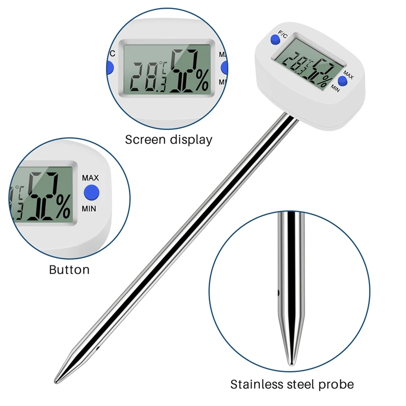 TA290 Digital Soil Hygrometer Moisture Meter Temperature Humidity Tester With Probe For Gardening Farming