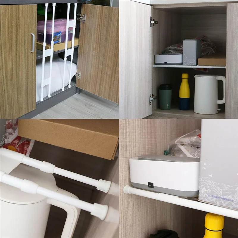 

MCGS-регулируемые нескользящие стержни для холодильника для автодома, 4 шт. двойной натяжной стержень для холодильника 15,8-27,6 дюйма