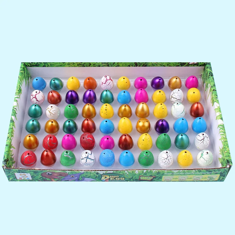 60 Pcs/Box Colorful Magic Hatching Grow Dinosaur Eggs Soak Water to Become Large Expansion Creative Funny Toys for Kids Gift