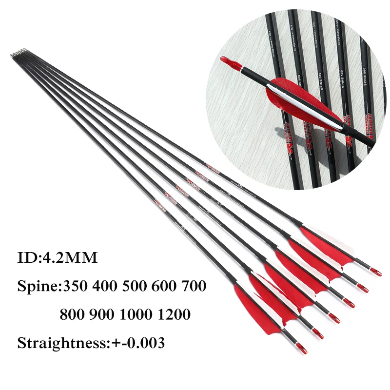 

12 шт. Linkboy для стрельбы из лука ID 4,2 мм 30 дюймов карбоновая стрела позвоночника 400 3 дюйма булавка с перьями индейки наконечники изогнутый лук стрельба из лука